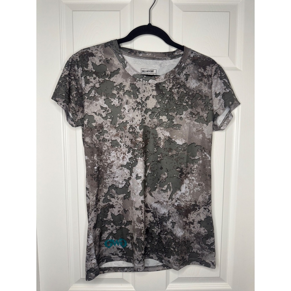 Girls With Guns Womens Camo Performance T-Shirt Grey Green Camouflage GWG Large